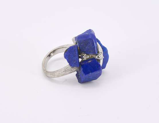 Lapis Lazuli-Diamond-Set: Brooch, Ring and Ear Clip Ons - Foto 9