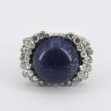 Lapis-Lazuli-Diamond-Set: Ring and Ear Clip Ons - фото 2