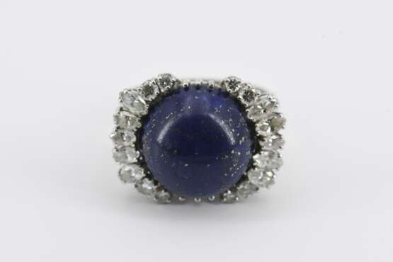 Lapis-Lazuli-Diamond-Set: Ring and Ear Clip Ons - фото 2