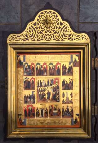 “Icon Resurrection-Descent into hell with the twelve great feasts. Moscow late XIX century” - photo 1