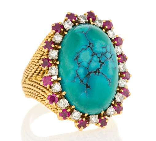 Turquoise-Ruby-Diamond-Ring - photo 1