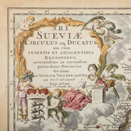SUEVIA CIRCULUS atq. DUCATUS, Kupferstichkarte von Nicolaus Vischer, - Foto 3