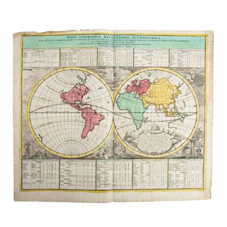 Astronomische Weltkarte, handkolorierter Kupferstich 18./19.Jh. - - фото 1