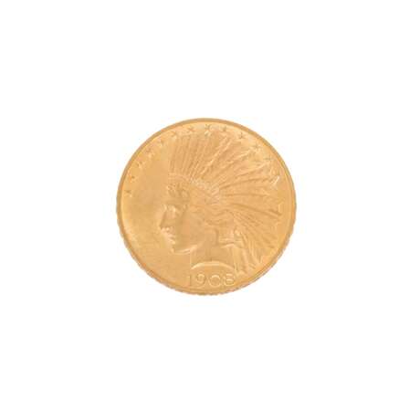 USA/GOLD - 10 Dollars 1908 Indian Head, - photo 1