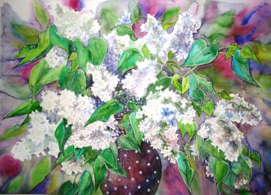 Painting “Букет сирени”, Watercolor paper, Alla prima, Realist, Flower still life, Ukraine, 2021 - photo 1