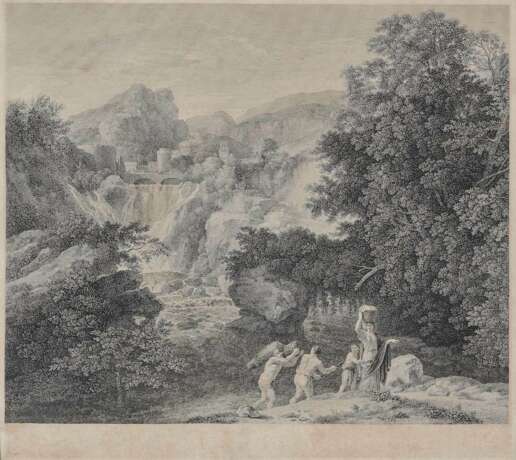 Rahl, Carl Heinrich. Landschaft mit Wasserfall und Figurenstaffage - photo 1