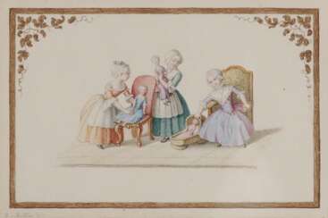 Buttlar (Butlar), Augusta von. Drei Mädchen mit Puppen