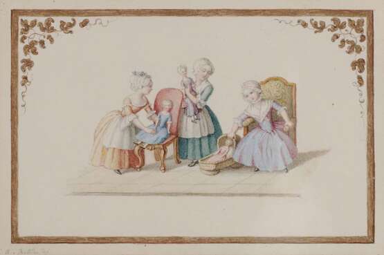 Buttlar (Butlar), Augusta von. Drei Mädchen mit Puppen - фото 1