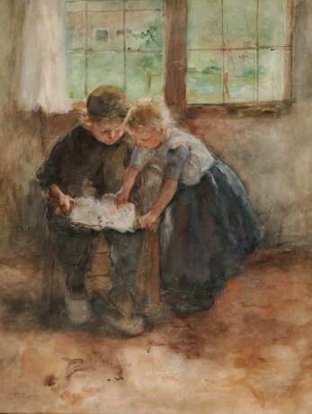 KEVER, JACOBUS SIMON HENDRIK (HEIN). Zwei Kinder mit Buch - Foto 1