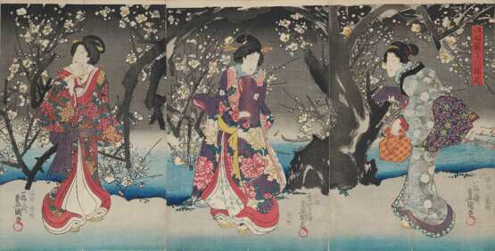 Kunisada (Toyokuni III) & Utagawa Kuniyoshi, Utagawa . Leporello mit 19 Farbholzschnitten Japan 1842-1850. - Foto 2