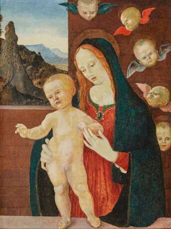 Italien (Toskana / Umbrien) 2. Hälfte 15. Jahrhundert. Maria mit dem Kind und Engeln - фото 1