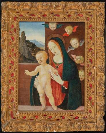 Italien (Toskana / Umbrien) 2. Hälfte 15. Jahrhundert. Maria mit dem Kind und Engeln - Foto 2