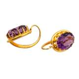 Schmuckset Brosche und Ohrhänger mit Amethysten, - photo 5