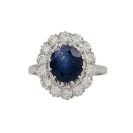 Ring mit Saphir entouriert von Brillanten, zus. ca. 1 ct, - фото 2