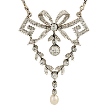 Belle Époque Collier mit Diamanten zus. ca. 1,5 ct, - photo 2