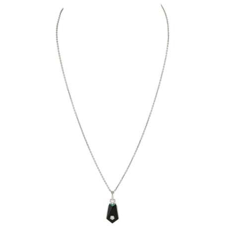 Collier im Stil des Art Déco mit Altschliffdiamant ca. 0,1 ct, - фото 1