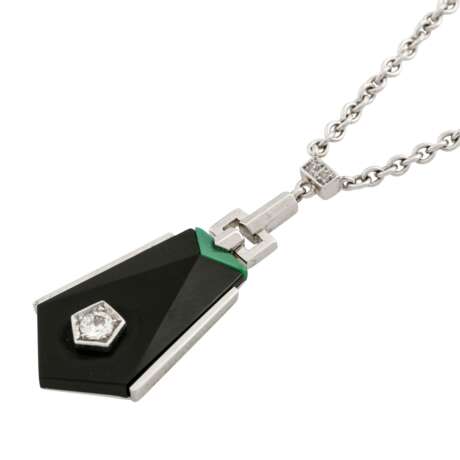 Collier im Stil des Art Déco mit Altschliffdiamant ca. 0,1 ct, - фото 3