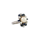 Ring mit Perle, Saphiren und Brillanten, zus. ca. 0,6 ct, - photo 1