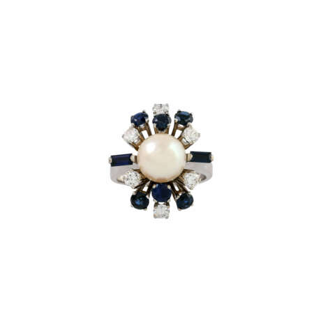 Ring mit Perle, Saphiren und Brillanten, zus. ca. 0,6 ct, - photo 2