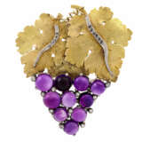 Brosche "Weintraube" mit Amethystcabochons und Diamanten, - photo 1