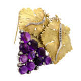 Brosche "Weintraube" mit Amethystcabochons und Diamanten, - photo 4