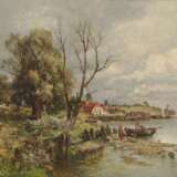 HEINISCH, KARL ADAM. Holländische Uferlandschaft mit Fischern - фото 1