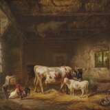 Reinhardt, Louis (Ludwig). Kühe und Hühner im Stall - фото 1