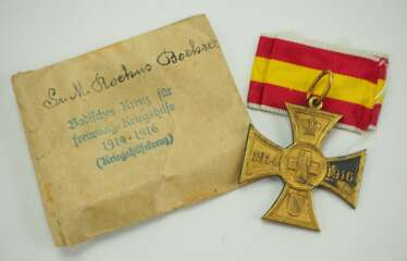 Baden: Kreuz für freiwillige Kriegshilfe, in Tüte.