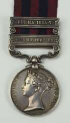 Großbritannien: India General Service Medal, mit den Gefechtsspangen BURMA 1885-7 / 1887-89.
