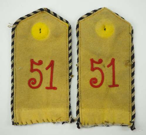 Preussen: Paar Schulterklappen für einen Einjährig Freiwilligen im 4. Niederschlesischen Infanterie-Regiment Nr. 51. - Foto 1