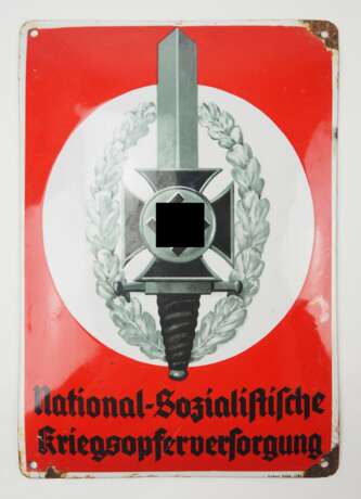 NSKOV (National-Sozialistische Kriegsopferversorgung): Emaileschild. - photo 1