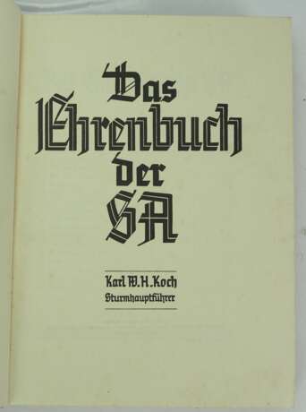 Koch, Karl: Ehrenbuch der SA. - photo 2