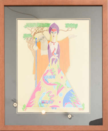CESARE BENTIVOGLIO, "L´Insidia"(Die Falle), Zeichnung mit Wasserfarbe/Gouache, hinter Glas, monogrammiert, um 1910 - Foto 1