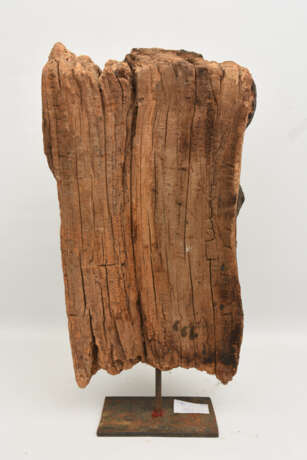 TIBETISCHE GOTTHEIT, beschnitztes Holz/Eisen,Tibet Ende 19. Jahrhundert - Foto 4