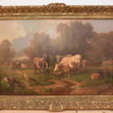LOUIS REINHARDT," Weidende Kühe", Öl auf Leinwand, gerahmt und signiert - Foto 1