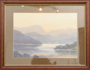 E.GRIEG HALL" View from South Lodge",Aquarell/Wasserfarbe auf Papier, hinter Glas im Passepartout gerahmt und signiert