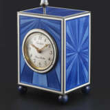 CARTIER, SILVER AND ENAMEL MINUTE REPEATING DESK CLOCK - photo 2