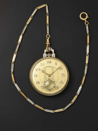 LONGINES, YELLOW AND WHITE GOLD 'ART DECO' POCKET WATCH - фото 1