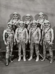 THE ORIGINAL SEVEN PROJECT MERCURY ASTRONAUTS, LANGLEY AIR FORCE BASE, JULY, 1960