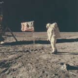 BUZZ ALDRIN POSING FOR A PHOTOGRAPH BESIDE THE U.S. FLAG, JULY 16-24, 1969 - photo 1