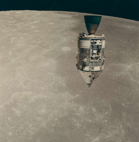 THE COMMAND MODULE ENDEAVOUR POINTING TOWARD THE MOON OVER THE SEA OF FERTILITY, JULY 26 - AUGUST 7, 1971 - фото 1