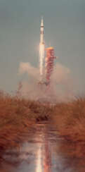 SATURN IB SPACE VEHICLE, LAUNCHING FROM PAD B, NOVEMBER 16, 1973; ONE OF FIVE SKYLAB LAUNCH PHOTOS