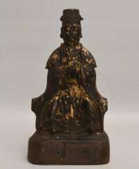 "HERRSCHAFTSBILDNIS", Eisenguss-Statuette mit Blattgold, China späte Ming-Dynastie
