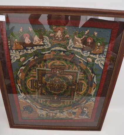 THANGKA 2, polychrome Seide/Leinen, hinter Glas gerahmt; Tibet 19. Jahrhundert - photo 1