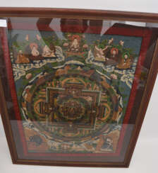 THANGKA 2, polychrome Seide/Leinen, hinter Glas gerahmt; Tibet 19. Jahrhundert