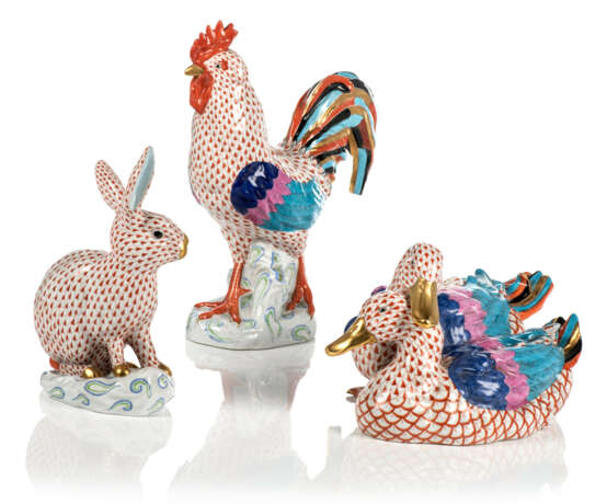 THREE HEREND PORCELAIN MODELS OF ANIMALS - Foto 1