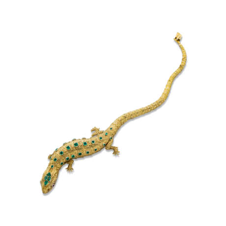 MID-19TH CENTURY EMERALD, RUBY AND GOLD LIZARD BRACELET - Foto 2