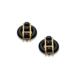 NO RESERVE | CARTIER, ALDO CIPULLO ONYX AND GOLD EARCLIPS