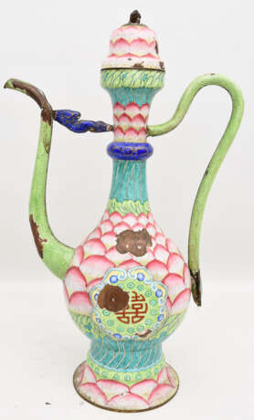 CLOISONNÉ- KANNE, polychromes Emaille, signiert, China um 1900 - photo 1
