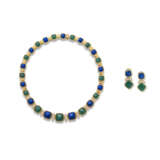 VAN CLEEF & ARPELS CHRYSOPRASE, LAPIS LAZULI AND DIAMOND NECKLACE AND EARRINGS SET - фото 1